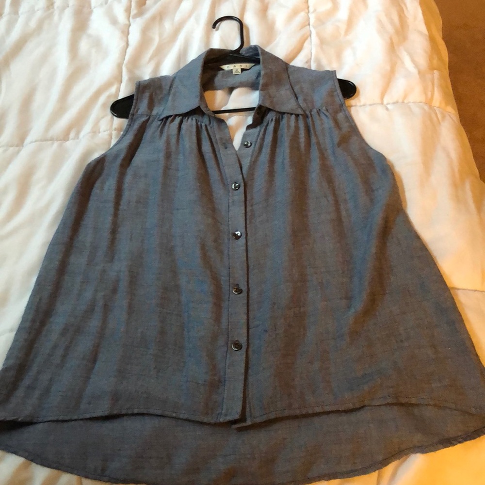 CAbi chambray high low sleeveless top